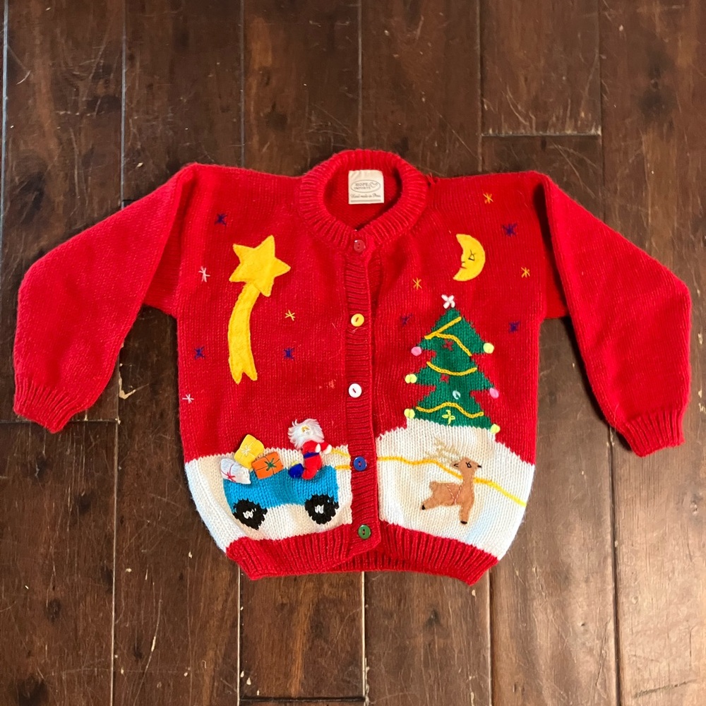 Kids Christmas Sweater Cardigan Made in Peru